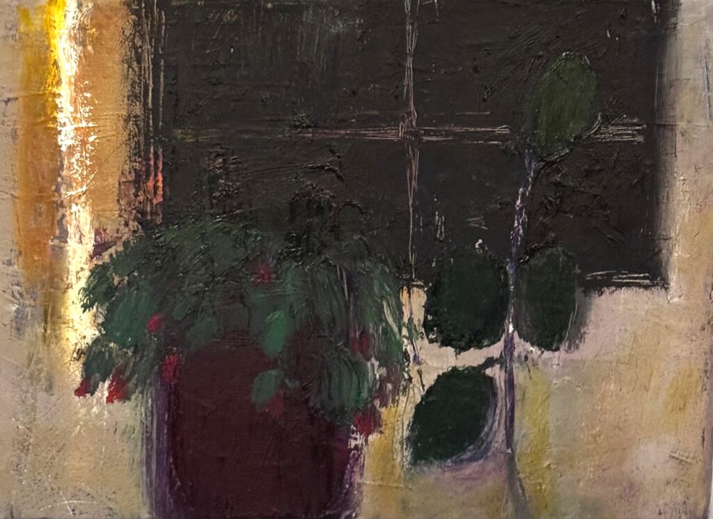 Ileen Kaplan&nbsp;• <em>Still Life at Night</em>&nbsp;• Oil on canvas&nbsp;• 12″×&nbsp;9″&nbsp;• $485.00