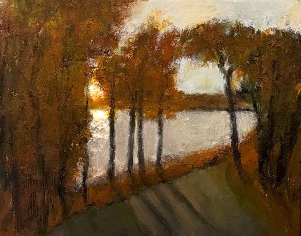 Ileen Kaplan&nbsp;• <em>Sunrise at the Lake</em>&nbsp;• Oil on canvas&nbsp;• 14″×&nbsp;11″&nbsp;• $525.00