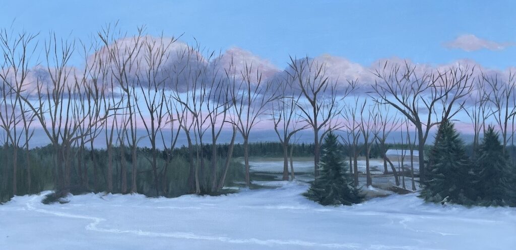 Patty L. Porter&nbsp;• <em>Last Light</em>&nbsp;• Oil on canvas&nbsp;• 24″×&nbsp;12″&nbsp;• $500.00