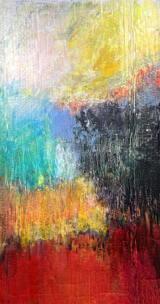 Darcy Binns&nbsp;• <em>Fall Begins Part 2</em>&nbsp;• Acrylic on corrugated cardboard, framed&nbsp;• 20¼″×&nbsp;36″&nbsp;• $400.00<a class="purchase" href="https://state-of-the-art-gallery.square.site/product/darcy-binns-fall-begins-part-2/EJ44OQMRIO3YQ3QG6Y3UNMNS" target="_blank">Buy</a>