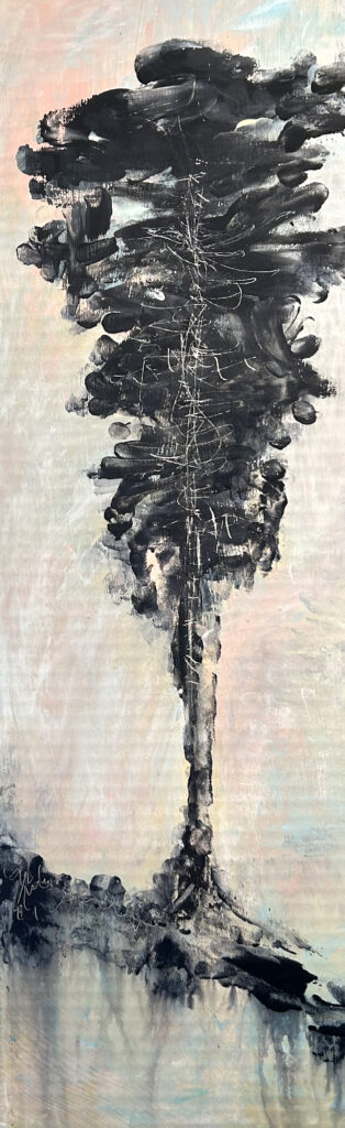 Darcy Binns&nbsp;• <em>Tree</em>&nbsp;• Acrylic on corrugated cardboard, framed&nbsp;• 9″×&nbsp;26¼″&nbsp;• $225.00<a class="purchase" href="https://square.link/u/FbxYQIuu" target="_blank">Buy</a>