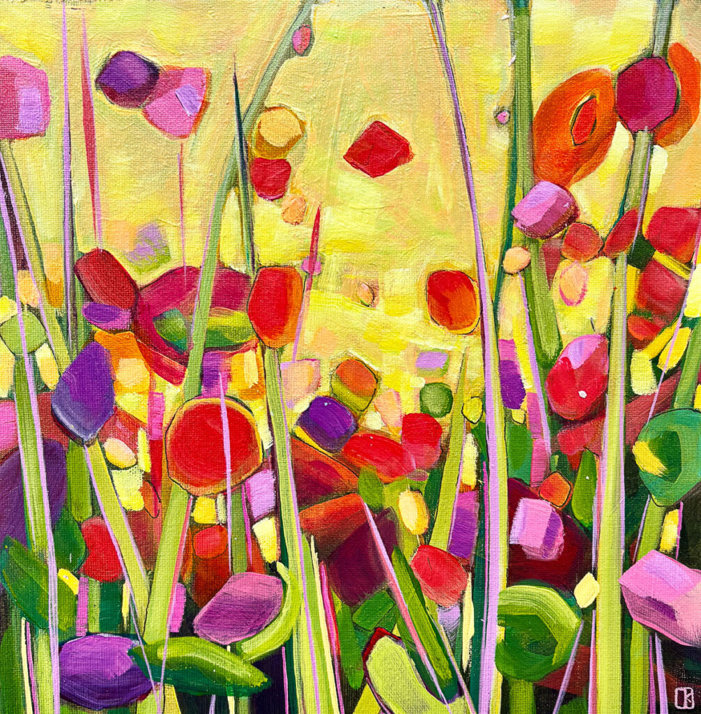 Cindy Kaufman&nbsp;• <em>Flying in the Meadow</em>&nbsp;• Acrylic on canvas mounted on cradled wood panel&nbsp;• 12″×&nbsp;12″&nbsp;• $250.00<a class="purchase" href="https://state-of-the-art-gallery.square.site/product/cindy-kaufman-flying-in-the-meadow/5E4PDQEMEGFY6SFNFZ75WLSL" target="_blank">Buy</a>