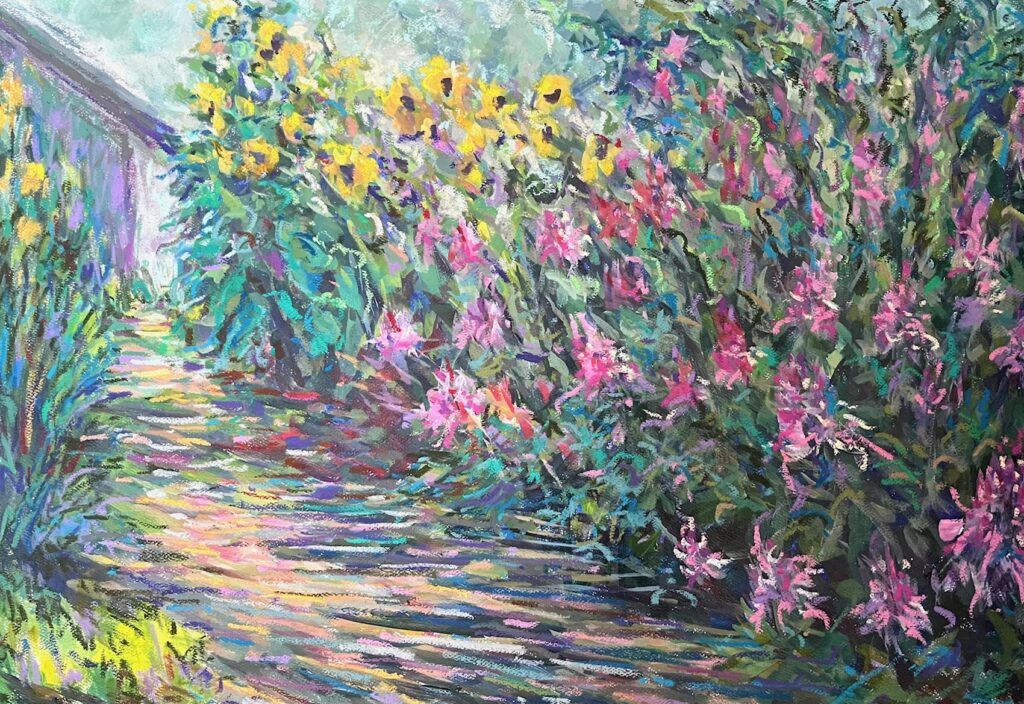 Hsiao-Pei Yang&nbsp;• <em>Path to the Garden</em>&nbsp;• Acrylic paint and oil pastel on paper&nbsp;• 22″×&nbsp;15″&nbsp;• $520.00<a class="purchase" href="https://state-of-the-art-gallery.square.site/product/hsiao-pei-yang-path-to-the-garden/TFJDGQCRLL6SJM4KOGWRPNZN" target="_blank">Buy</a>