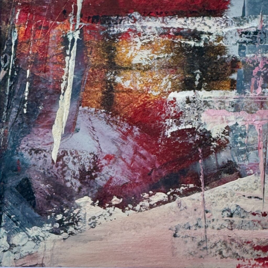 Sheila Danko&nbsp;• <em>Emergence #4</em>&nbsp;• Oil and cold wax on arches huile, matted and framed&nbsp;• 8″×&nbsp;8″&nbsp;• $110.00<a class="purchase" href="https://state-of-the-art-gallery.square.site/product/sheila-danko-emergence-4/PEA5KXESUQEPEHXS2YWM2KFK" target="_blank">Buy</a>